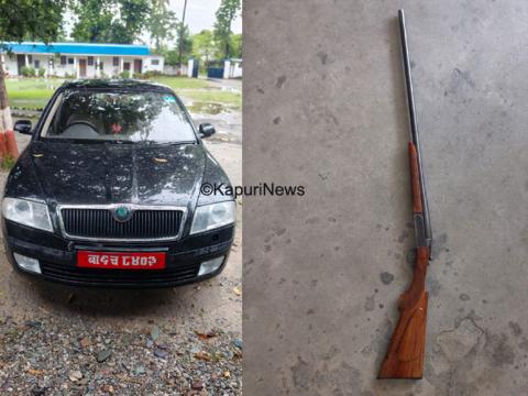 अमाहा सिमसार जङ्गलको सडकमा कार सहित राइफल पक्राउ 
